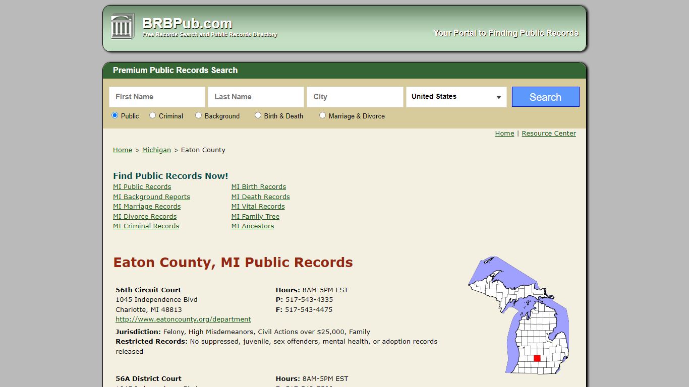 Eaton County Public Records | Search Michigan Government Databases