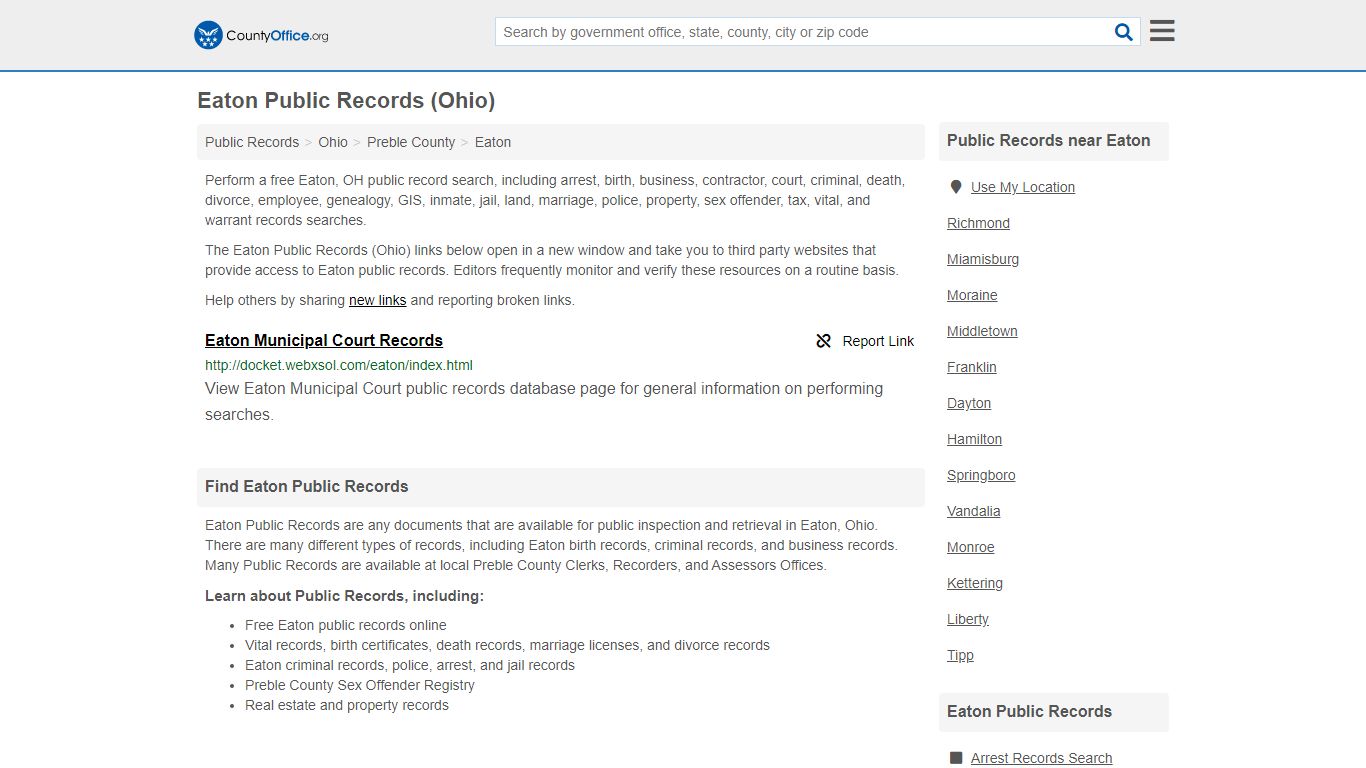 Eaton Public Records (Ohio) - County Office